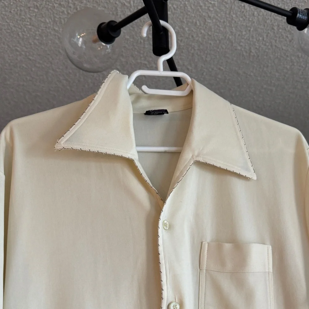 Men's Vintage Cream Button-Down Shirt - Picture 2 of 10